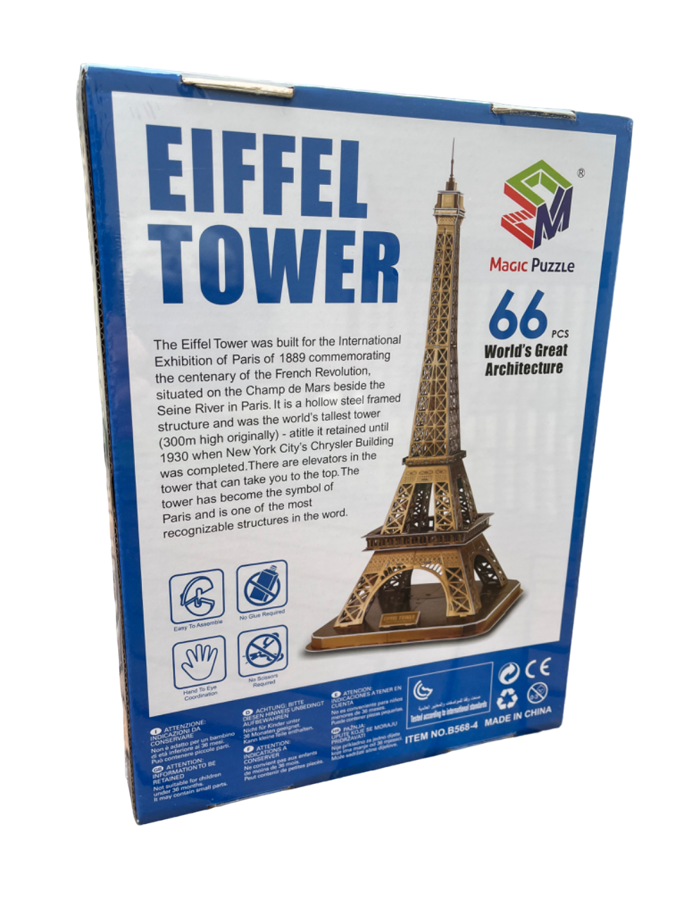 Tour Eiffel 3D 78 cms  A monter soi meme sans colle.